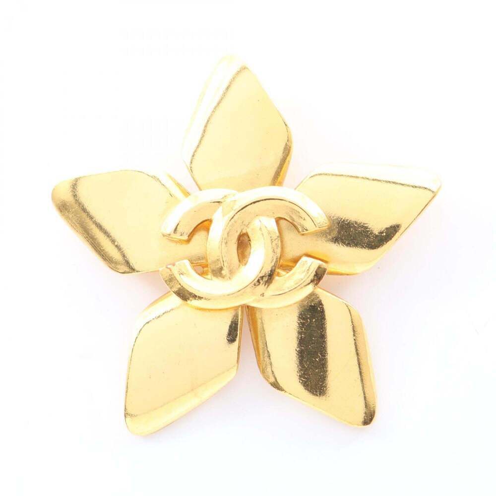 CHANEL Gold Logo Brooch